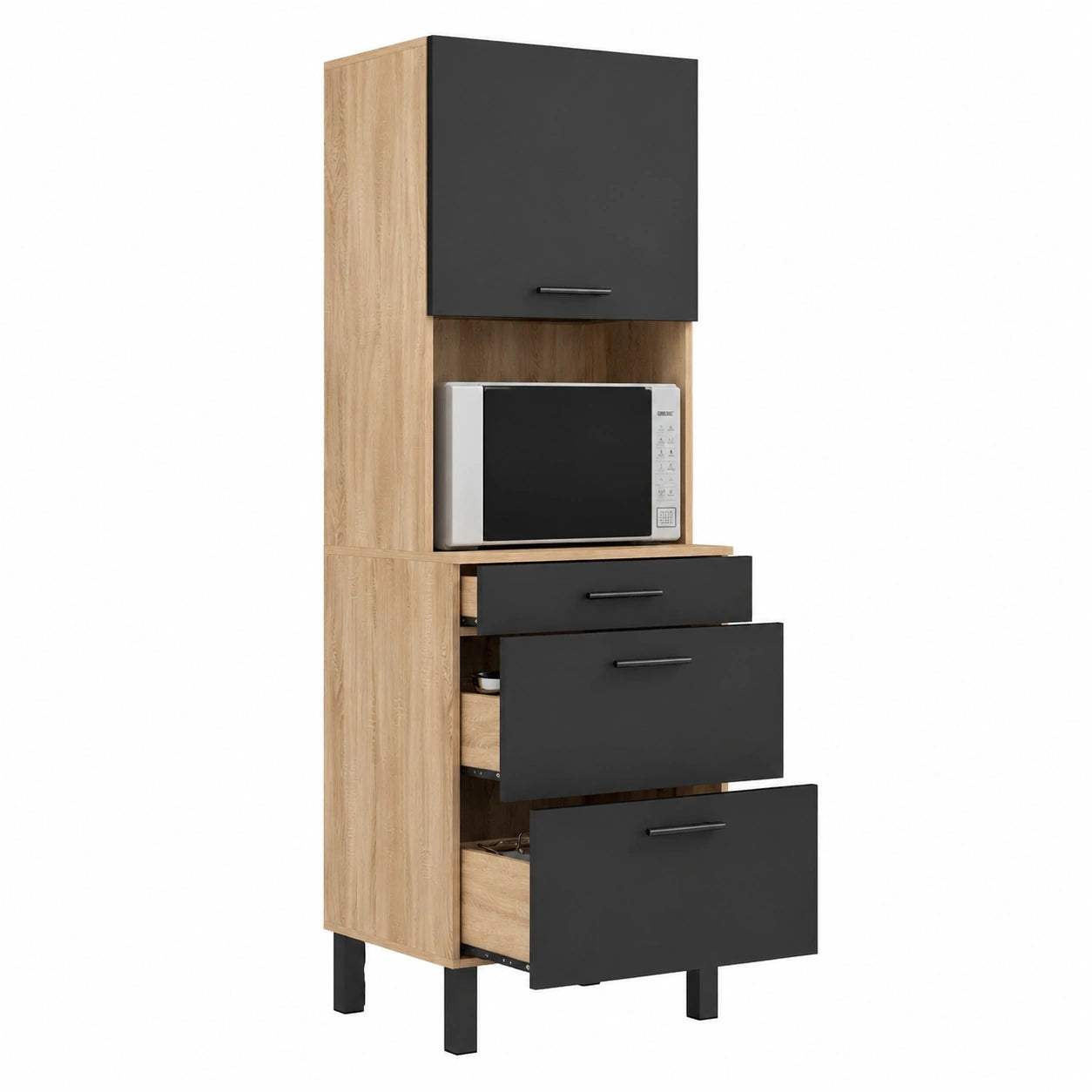 Meuble polyvalent, avec portes, coloris noir, pour les espaces de vie