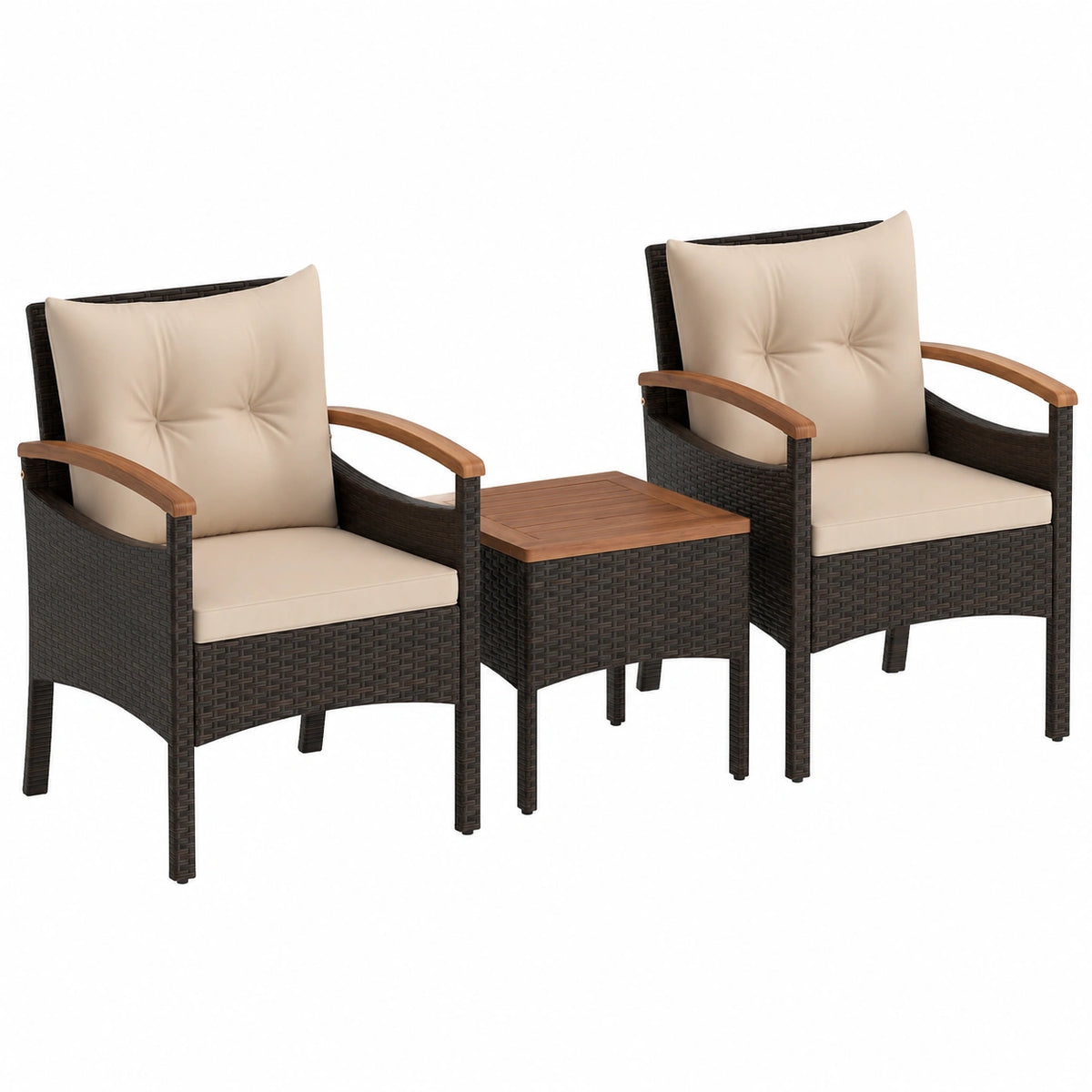 Salon de jardin, en résine tressée, 2 places, coloris beige, pour la terrasse ou le jardin