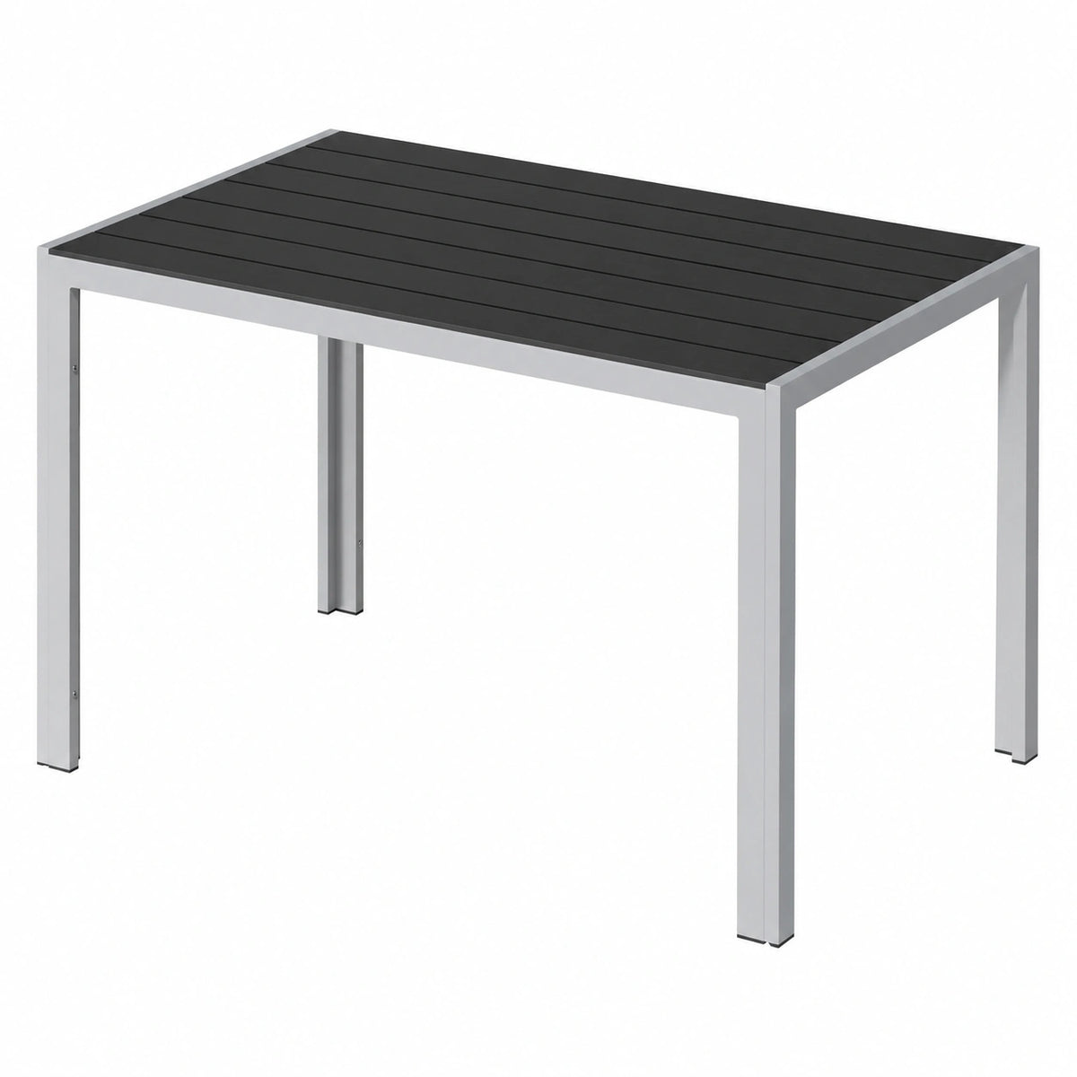 Table à manger, en aluminium, 6 places, 110 x 70 cm, coloris gris et argenté, pour la salle à manger
