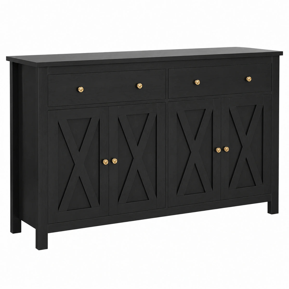 Buffet, avec rangement, avec tiroirs, avec portes, coloris noir, pour la salle à manger ou le salon