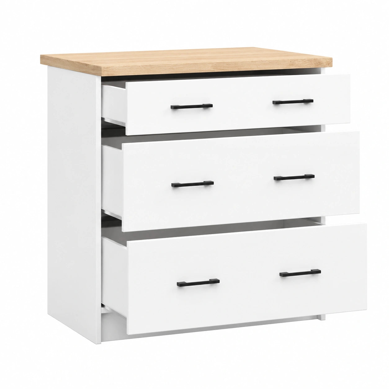 Armoire, avec tiroirs, en panneaux de bois, coloris blanc, pour la chambre