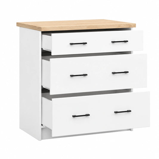 Armoire, avec tiroirs, en panneaux de bois, coloris blanc, pour la chambre
