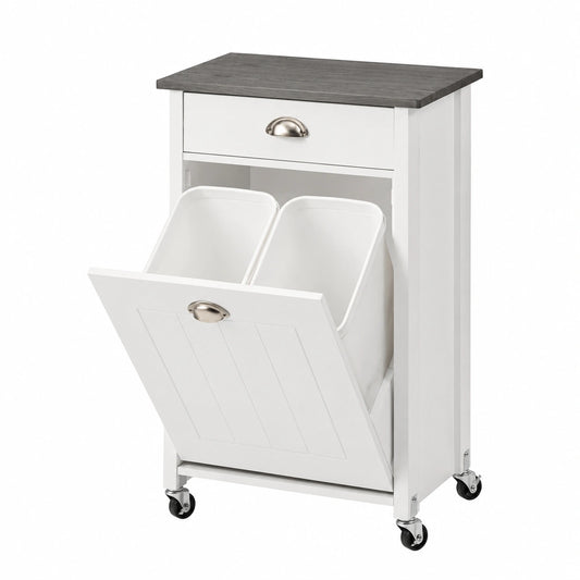 Meuble polyvalent, coloris blanc et gris, pour les espaces de vie