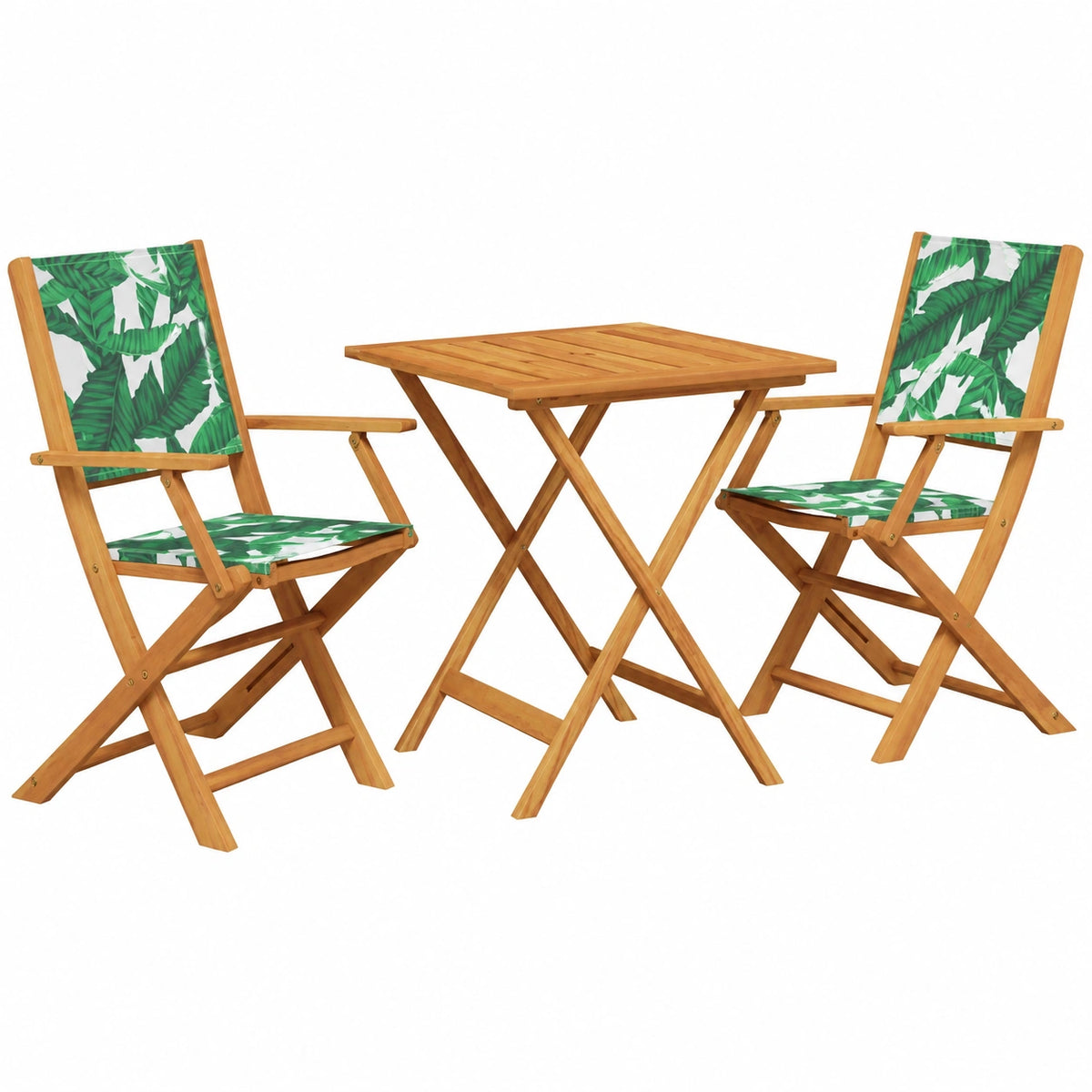 Salon de jardin, en bois massif et tissu, 3 pièces, pour la terrasse ou le jardin