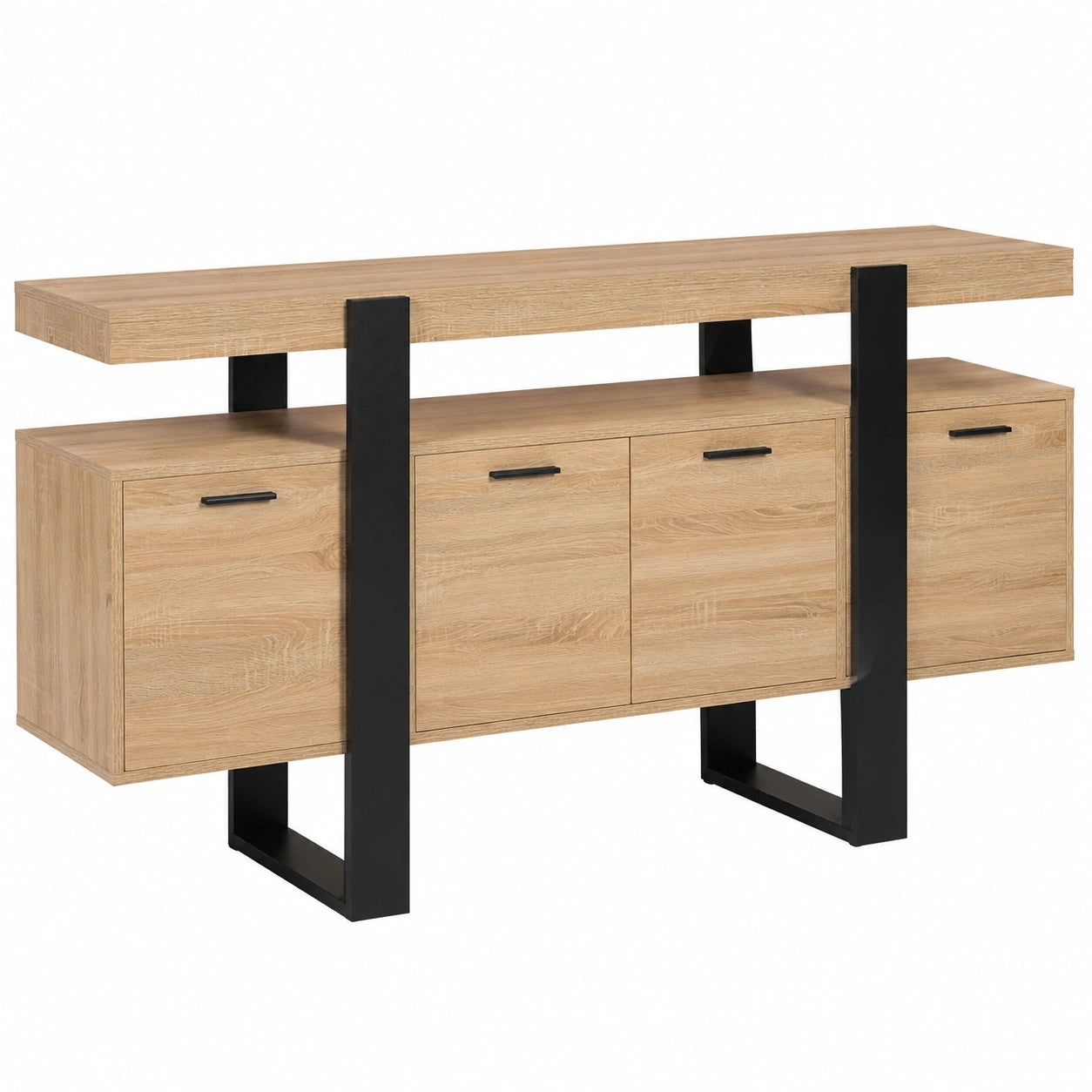 Buffet, avec portes, coloris noir, pour la salle à manger ou le salon