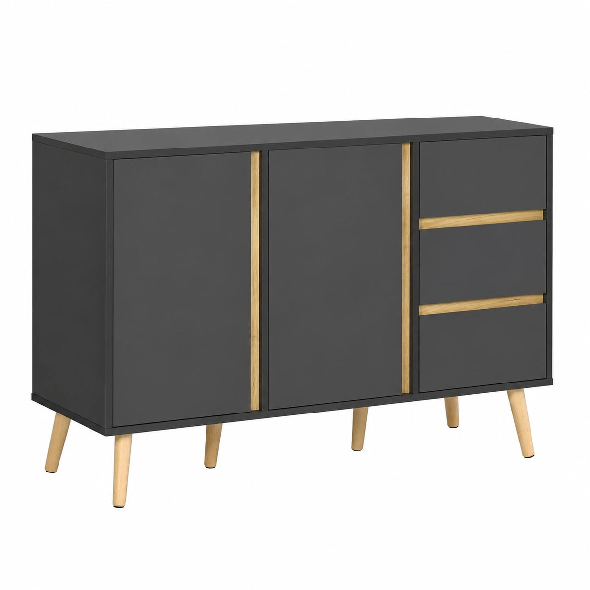 Buffet, avec rangement, avec tiroirs, avec portes, 120 x 40 x 80 cm, coloris gris et anthracite, pour la salle à manger ou le salon
