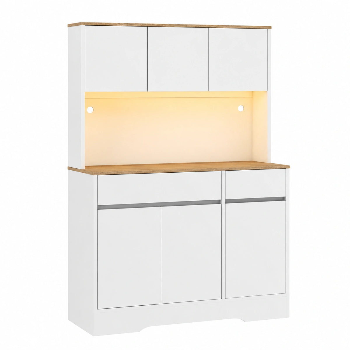 Buffet, réglable, avec rangement, avec tiroirs, 100 x 38 x 180 cm, coloris blanc et naturel, pour la salle à manger ou le salon