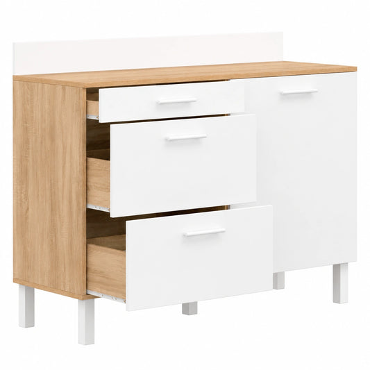 Buffet, avec tiroirs, avec portes, coloris blanc, pour la salle à manger ou le salon
