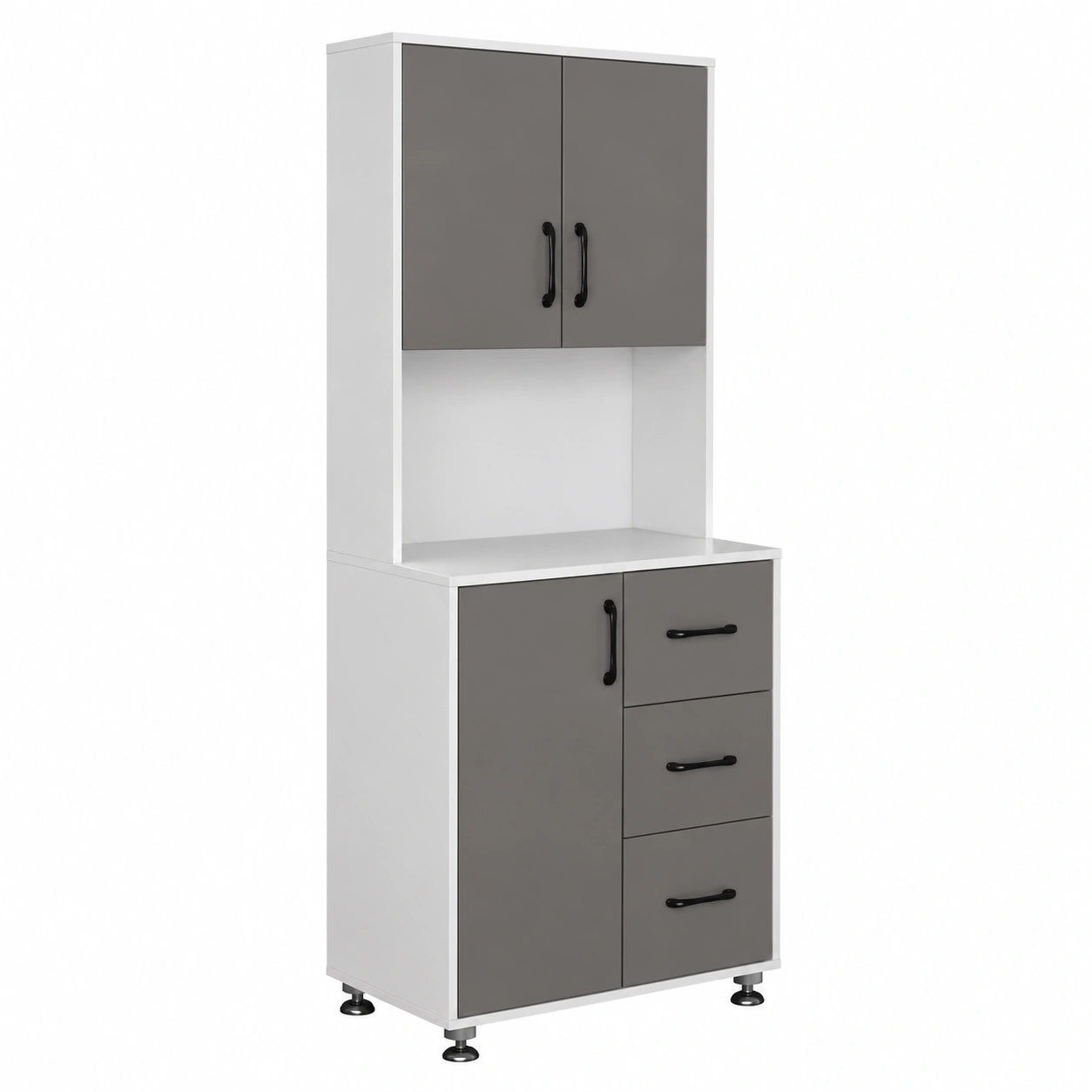 Armoire, avec rangement, avec tiroirs, avec portes, coloris gris, 60 x 40 x 160 cm, pour la chambre