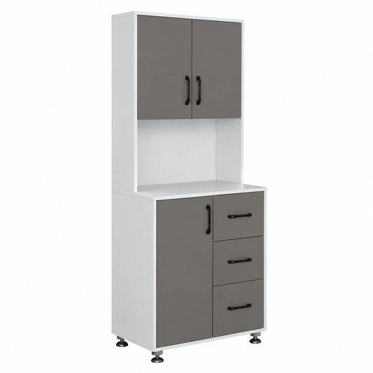 Armoire, avec rangement, avec tiroirs, avec portes, coloris gris, 60 x 40 x 160 cm, pour la chambre