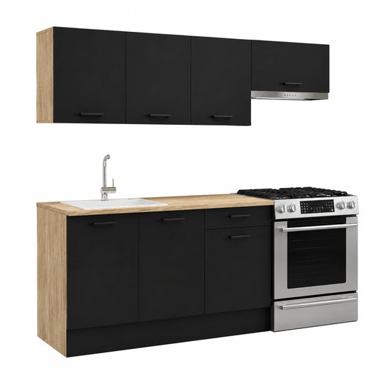 Meuble polyvalent, coloris noir, 5 pièces, pour les espaces de vie