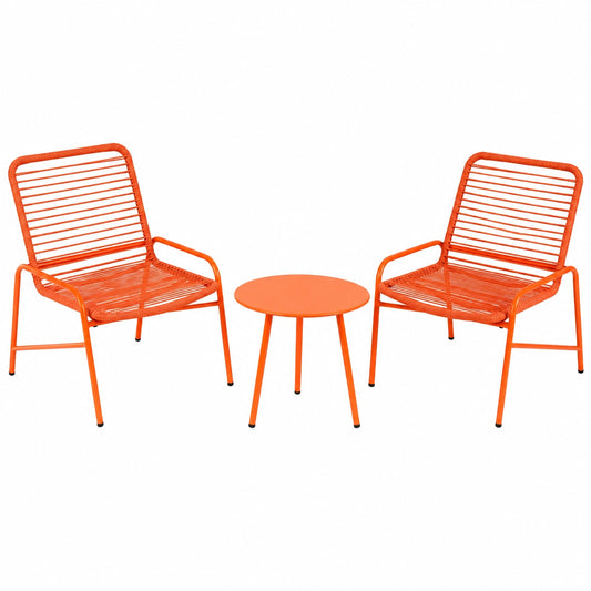Salon de jardin, avec 2 chaises, en métal, 3 pièces, pour la terrasse ou le jardin