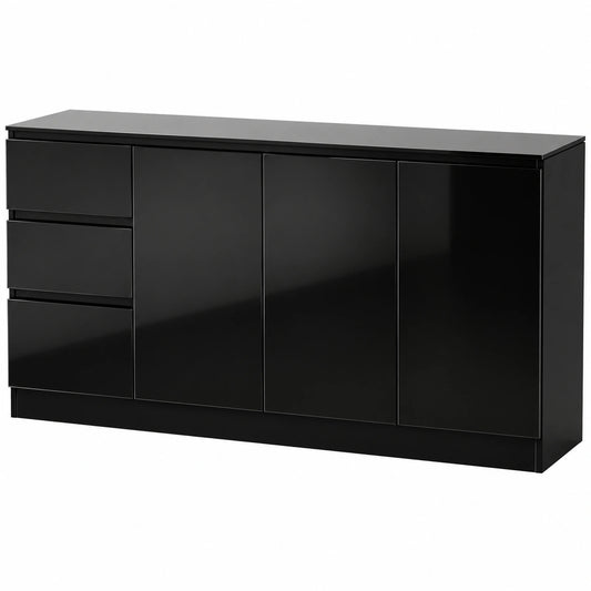 Buffet, avec tiroirs, avec portes, coloris noir, pour la salle à manger ou le salon