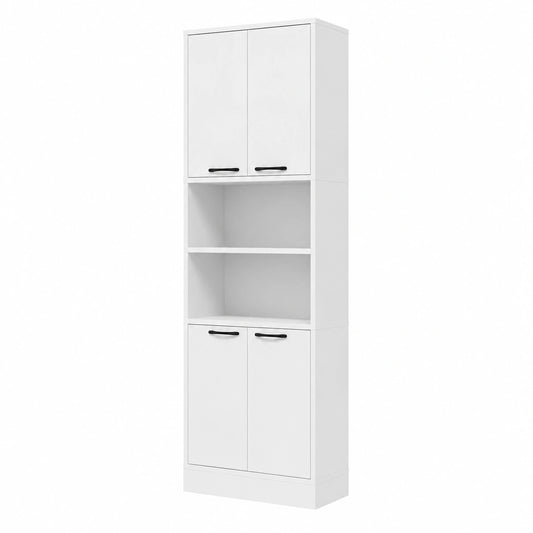 Armoire, avec rangement, avec étagères, avec portes, coloris blanc, 56 x 30 x 190 cm, pour la chambre