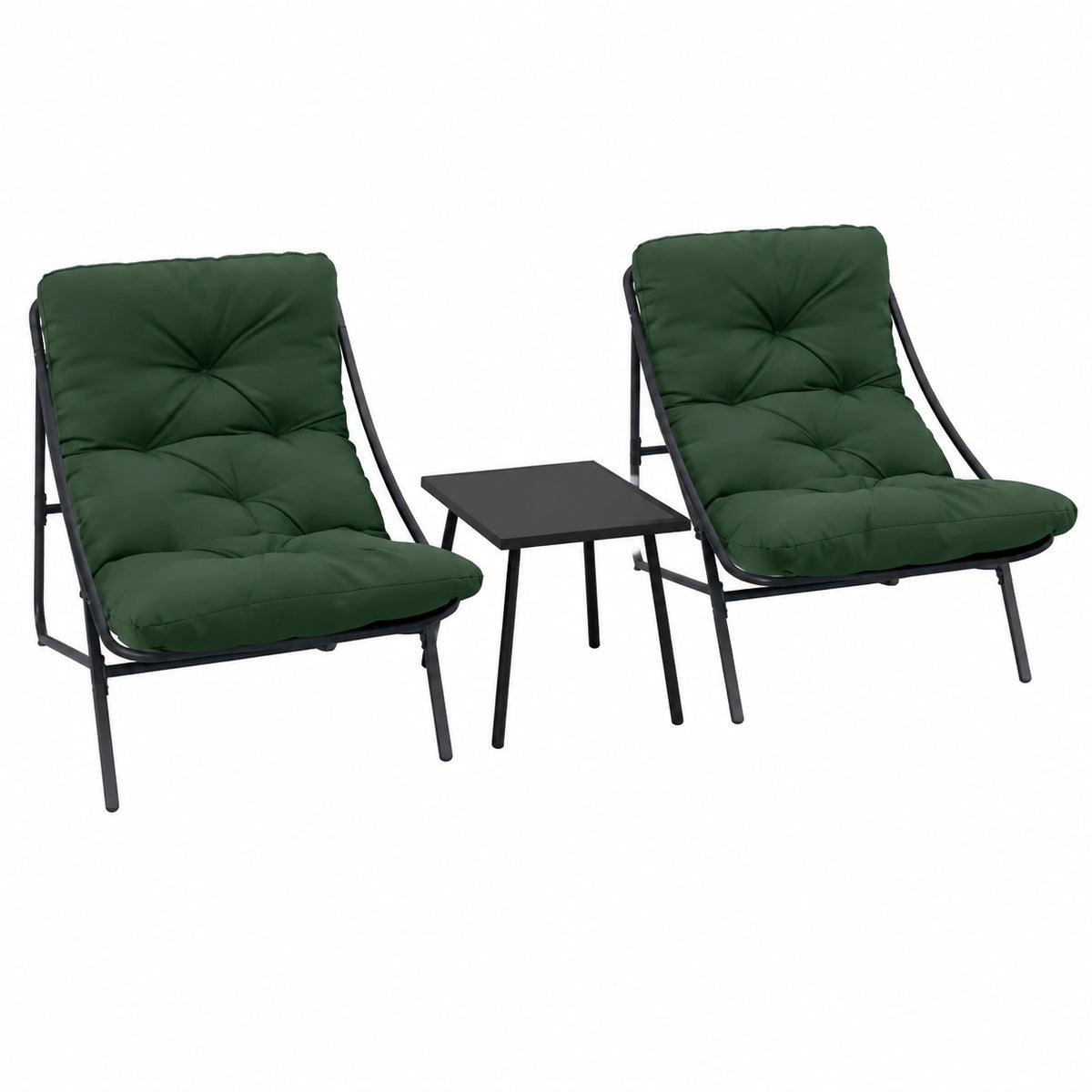 Salon de jardin, coloris vert, 2 places, pour la terrasse ou le jardin