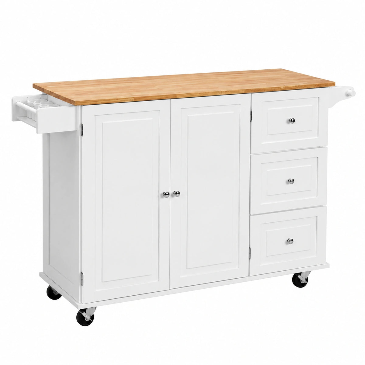 Armoire, avec portes, sur roulettes, 43 x 136 x 91 cm, coloris blanc, pour la chambre