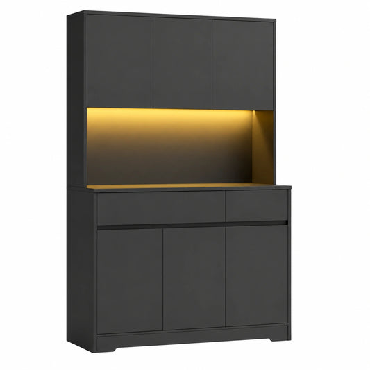 Buffet, réglable, avec rangement, avec tiroirs, coloris noir, 100 x 38,5 x 180 cm, pour la salle à manger ou le salon
