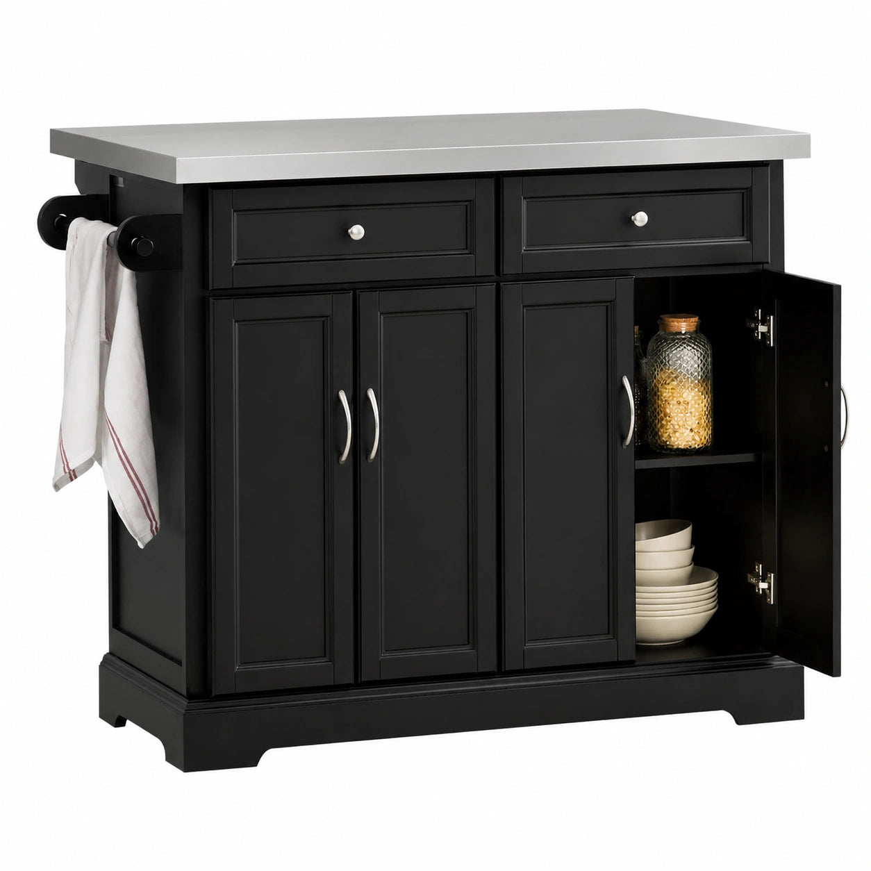 Ensemble de meubles de cuisine, pliable, avec rangement, sur roulettes, coloris noir, pour la cuisine