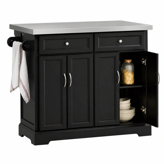 Ensemble de meubles de cuisine, pliable, avec rangement, sur roulettes, coloris noir, pour la cuisine