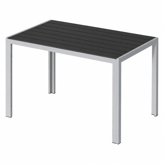 Table à manger, en aluminium, 6 places, 110 x 70 cm, coloris gris et argenté, pour la salle à manger