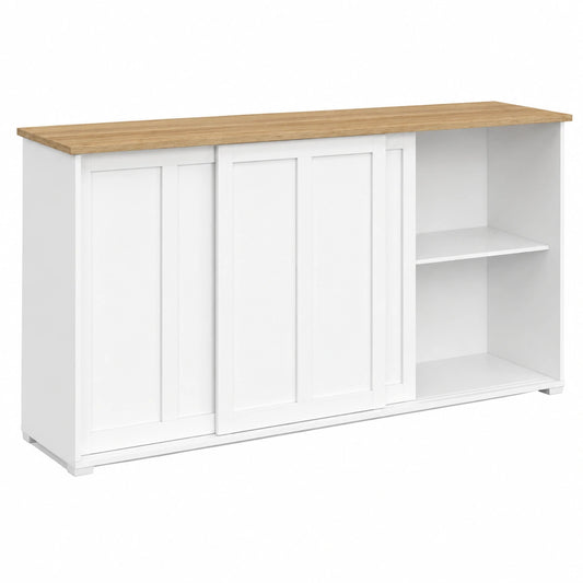 Buffet, avec portes coulissantes, avec portes, coloris blanc, pour la salle à manger ou le salon