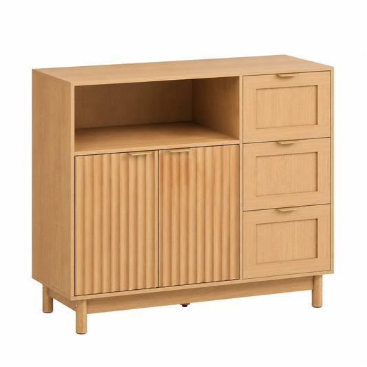 Buffet, en chêne, réglable, avec rangement, avec tiroirs, 90 x 35 x 80 cm, pour la salle à manger ou le salon