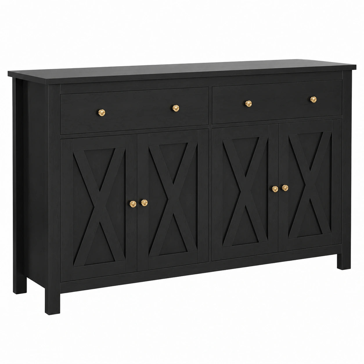 Buffet, avec rangement, avec tiroirs, avec portes, coloris noir, pour la salle à manger ou le salon