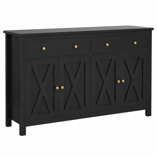Buffet, avec rangement, avec tiroirs, avec portes, coloris noir, pour la salle à manger ou le salon